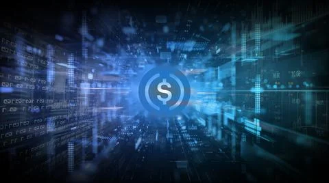 3D rendering cryptocurrency coin on colorful background, cryptocurrency conce Stock Illustration