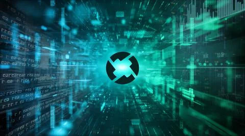 3D rendering cryptocurrency coin on colorful background, cryptocurrency conce Stock Illustration