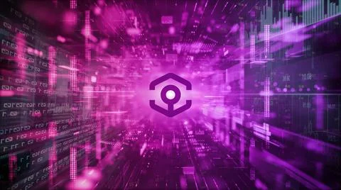3D rendering cryptocurrency coin on colorful background, cryptocurrency conce Illustrazione stock