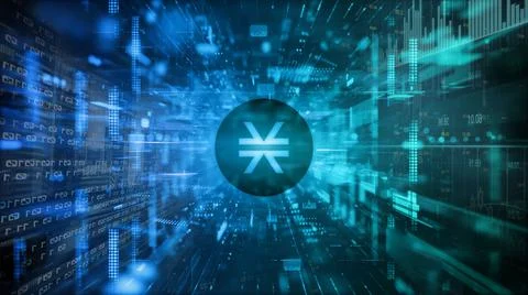 3D rendering cryptocurrency coin on colorful background, cryptocurrency conce Stock Illustration