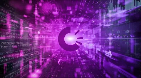 3D rendering cryptocurrency coin on colorful background, cryptocurrency conce Stock Illustration