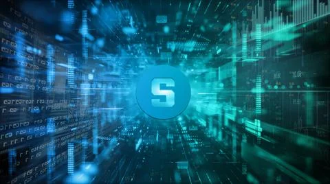 3D rendering cryptocurrency coin on colorful background, cryptocurrency conce Stock Illustration