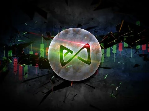 3D rendering cryptocurrency coin on colorful background, cryptocurrency conce Stock Illustration