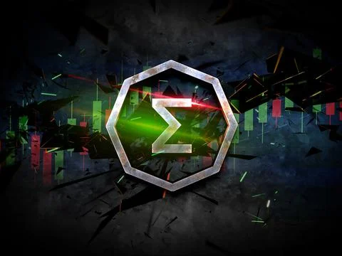 3D rendering cryptocurrency coin on colorful background, cryptocurrency conce Illustrazione stock