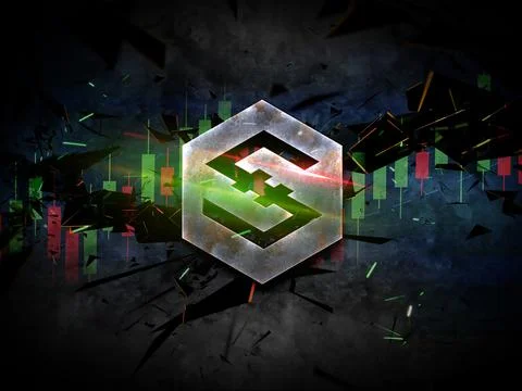 3D rendering cryptocurrency coin on colorful background, cryptocurrency conce Stock Illustration