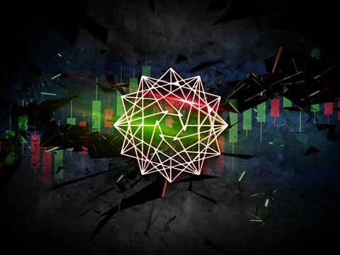 3D rendering cryptocurrency coin on colorful background, cryptocurrency conce Stock Illustration