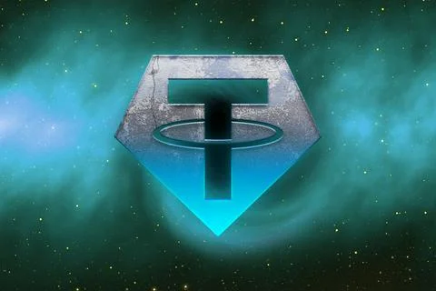 3D rendering cryptocurrency coin on colorful background, cryptocurrency conce Stock Illustration