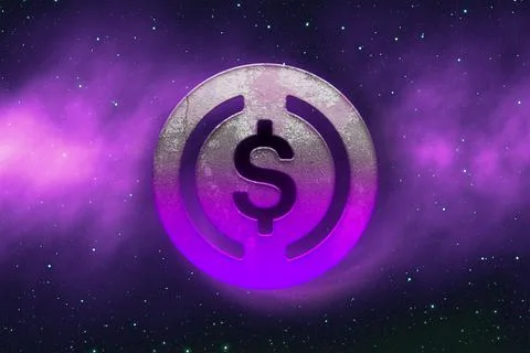 3D rendering cryptocurrency coin on colorful background, cryptocurrency conce Stock Illustration