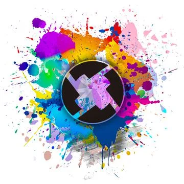 3D rendering cryptocurrency coin on colorful background, cryptocurrency conce Illustrazione stock