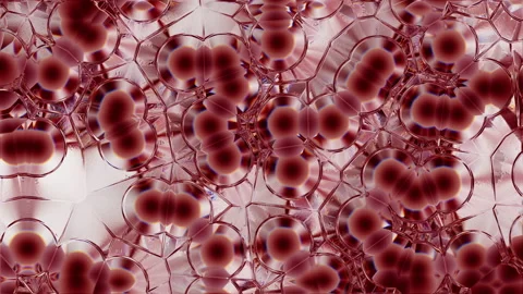 3d rendering of the crystal distortion molecula red Видео 155512420