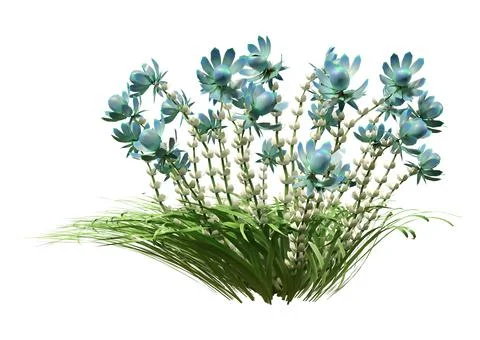3D Rendering Crystal Lily Flowers on White Illustrazione stock