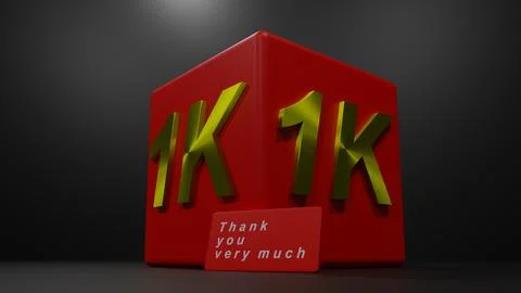 3d rendering of a cube celebrating 1k. Stock Illustration