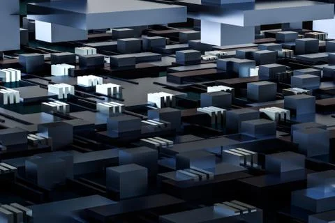 3d rendering, cubes board space, fantasy world Stock Photos