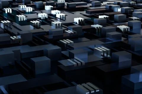 3d rendering, cubes board space, fantasy world Stock Photos