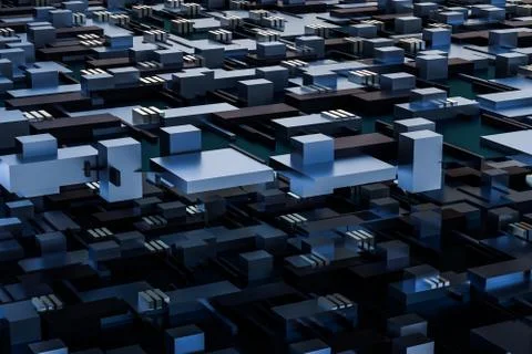 3d rendering, cubes board space, fantasy world Stock Photos