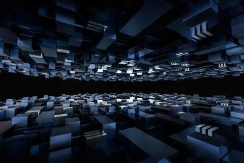 3d rendering, cubes board space, fantasy world Stock Photos