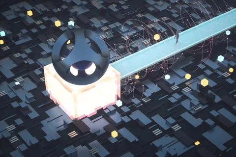 3d rendering, cubes board space, fantasy world Stock Photos