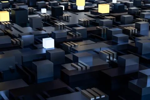 3d rendering, cubes board space, fantasy world Stock Photos