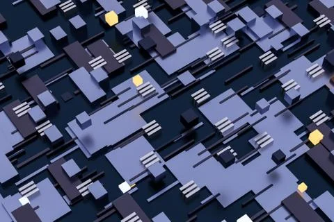 3d rendering, cubes board space, fantasy world Stock Photos