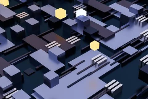 3d rendering, cubes board space, fantasy world Stock Photos