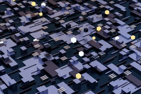3d rendering, cubes board space, fantasy world Stock Photos