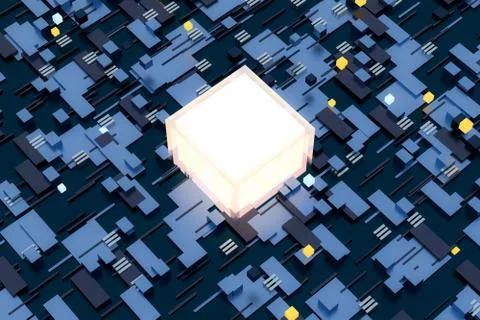 3d rendering, cubes board space, fantasy world Stock Photos