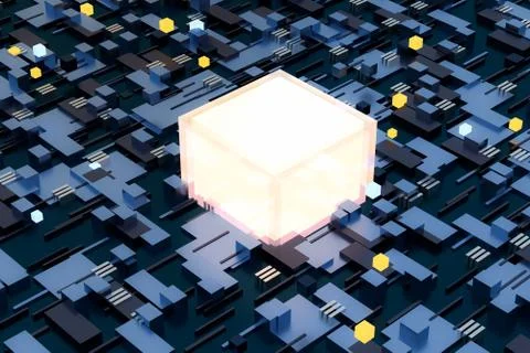 3d rendering, cubes board space, fantasy world Stock Photos