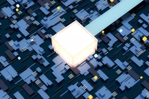 3d rendering, cubes board space, fantasy world Stock Photos
