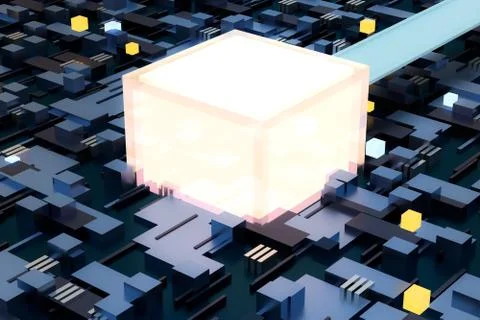 3d rendering, cubes board space, fantasy world Stock Photos