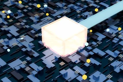 3d rendering, cubes board space, fantasy world Stock Photos