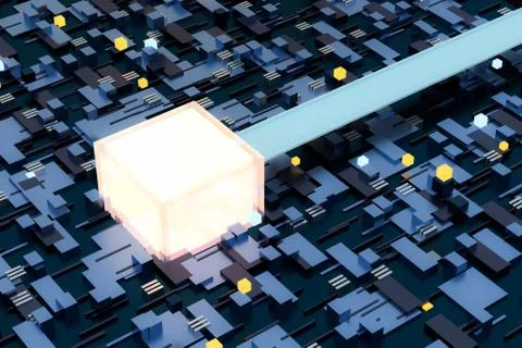 3d rendering, cubes board space, fantasy world Stock Photos