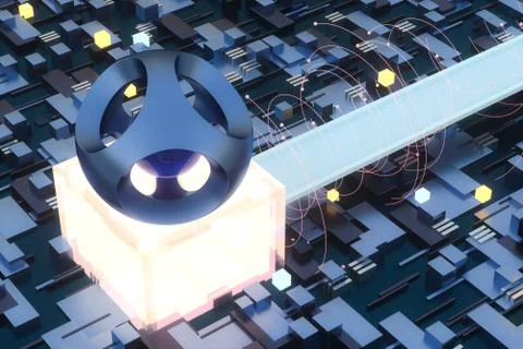 3d rendering, cubes board space, fantasy world Stock Photos