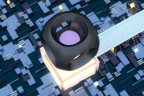 3d rendering, cubes board space, fantasy world Stock Photos