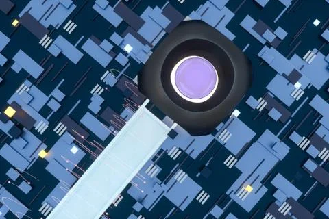 3d rendering, cubes board space, fantasy world Stock Photos