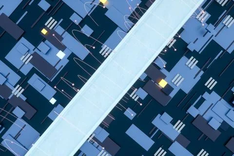 3d rendering, cubes board space, fantasy world Stock Photos