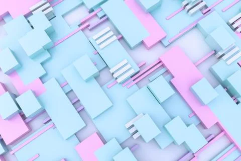 3d rendering, cubes board structure, circuit background Stockillustratie