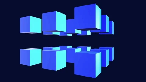 3d rendering cubes geometric polygonal rotation on right. Stock Footage 114963097