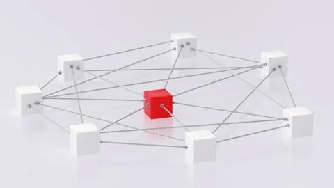 3D rendering of cubes tied up with rope Stock Illustration