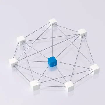 3D rendering of cubes tied up with rope Stock Illustration