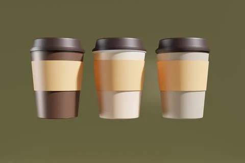 3d  rendering cup with coffe beans Stock Illustration