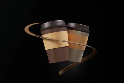 3d  rendering cup with coffe beans Stock Illustration