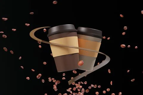 3d  rendering cup with coffe beans Stock Illustration