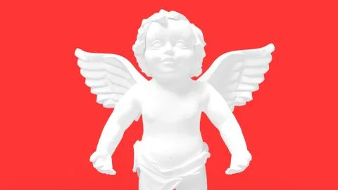 3d rendering of Cupido statue small child with wings in studio background Illustrazione stock