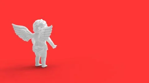 3d rendering of Cupido statue small child with wings in studio background Illustrazione stock
