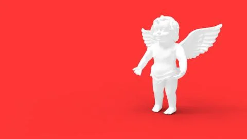3d rendering of Cupido statue small child with wings in studio background Illustrazione stock