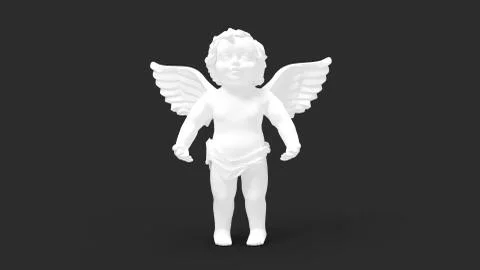 3d rendering of Cupido statue small child with wings in studio background Stock Illustration