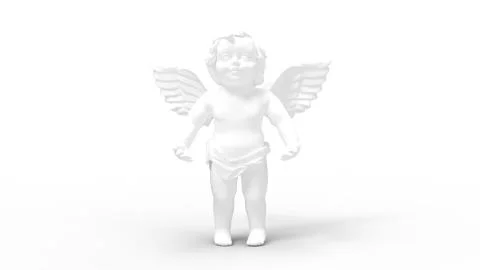 3d rendering of Cupido statue small child with wings in studio background Illustrazione stock