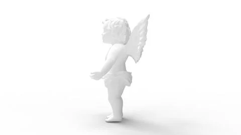 3d rendering of Cupido statue small child with wings in studio background Illustrazione stock
