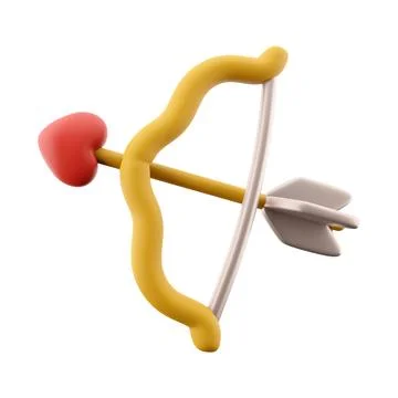 3d rendering cupid's bow with arrow icon. 3d render arrow heart bow icon. Cupid Stock-Illustration