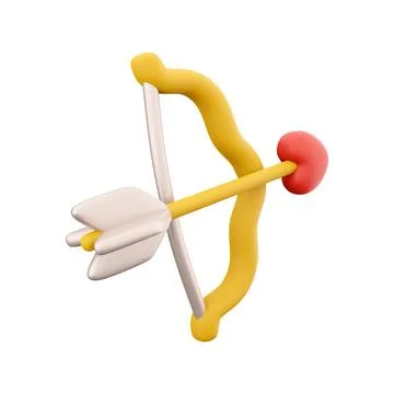 3d rendering cupid's bow with arrow icon. 3d render arrow heart bow icon. Cupid Stock Illustration